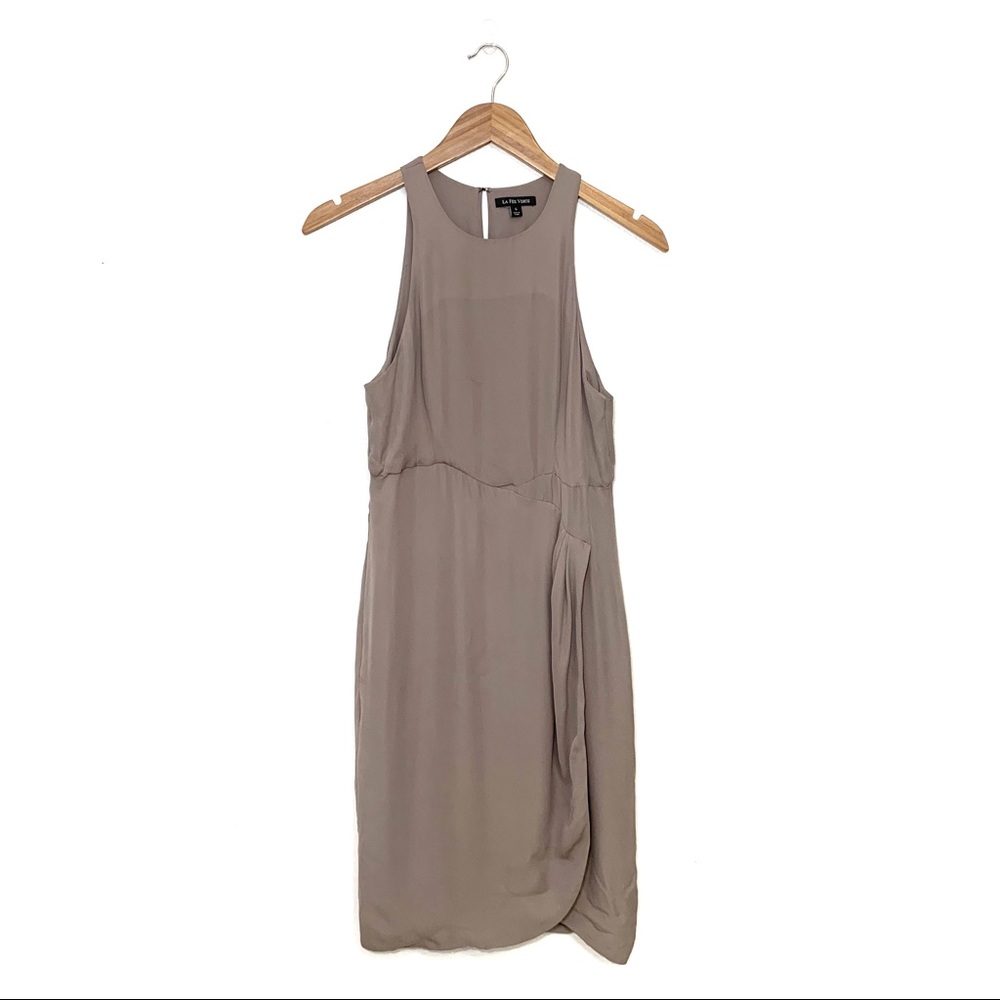 La Fee Verte Taupe High Neck Wrap Dress Size S